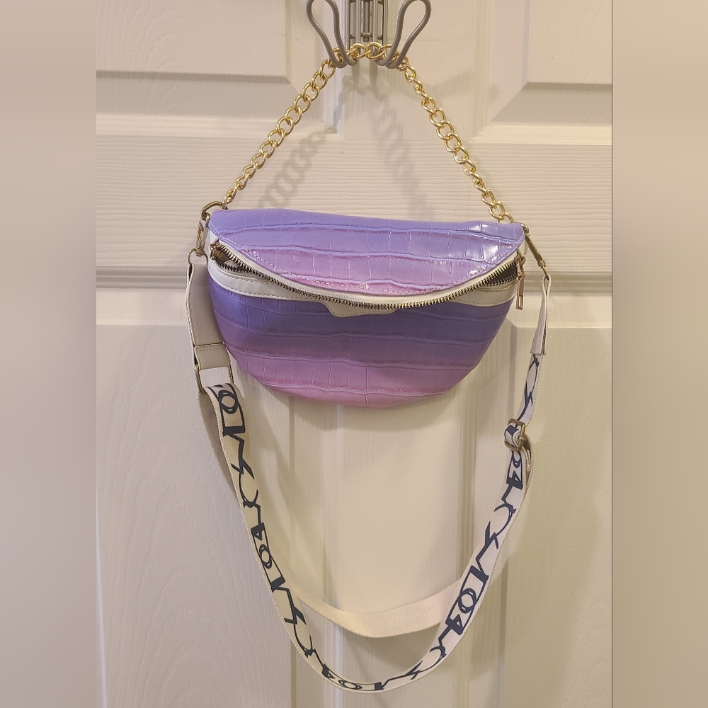 Purple/Pink Ombre Fanny Pack Gold Chain - Picture 3 of 5